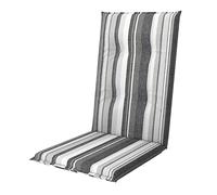 Doppler Cojín de Respaldo Alto 119 x 48 x 6 cm - Acolchado Suave para Silla de jardín con Cintas de Amarre | Gris a Rayas | Cómodo cojín para balcón, terraza y jardín