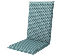 Doppler Cojín de Respaldo Alto Living Azul ratán I Cojín para Silla de jardín 119 x 48 x 6 cm de algodón y poliéster I Cojín Suave y cómodo I Cojín para Atar a Silla de jardín