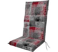 Doppler Cojín para Silla Alta Spot 118x48x5cm - con Motivo Abstracto Gris y Rojo | cómodo con Lazos para Atar para balcón, terraza y jardín