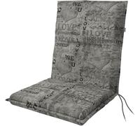Doppler Cojín para Silla con Respaldo bajo Spot 100x48x5cm - con «Love» Escrito en Gris | cómodo con Lazos para Atar para balcón, terraza y jardín
