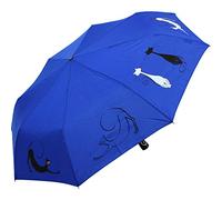 Doppler Mini paraguas de bolsillo automático con diseño de gatos, azul, 98 cm, Diseño de gato moderno