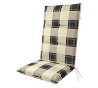 Doppler Sillón Alto Spot - Cojín para Silla de jardín - Beige con Cuadros Grises - Aprox. 119x48x5cm