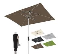 Doppler Sombrilla cuadrada 220 x 140 cm greige, de jardín abatible, con manivela y protección UV 80+, estructura de aluminio, tela repelente al agua