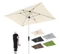 Doppler Sombrilla Cuadrada 220 x 140 cm Off-White, de jardín abatible, con manivela y protección UV 80+, Estructura de Aluminio, Tela Repelente al Agua