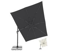 Doppler sombrilla lateral Jack 300x400 cm, Antracita, manivela, UV 50+ | Sombrilla rectangular de jardín, aluminio, inclinable, oscilante ambos lados y 360° giratoria, base en cruz incluida