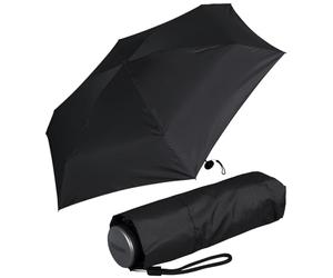 Doppler Super Mini Fiber Compact - Paraguas de Bolsillo Ligero y pequeño, Simply Black, 92 cm, Moderno