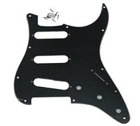 Dopro 11 Agujeros Vintage 62 Strat ST SSS Pastillas de bobina única Guitarra Golpeador Placa de rasguño con tornillos para American FD 62 Stratocaster Negro 3 Capas (BWB)