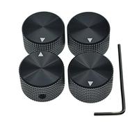 Dopro- 4 piezas 25 * 15,5 mm Perillas de potenciómetro de aluminio 1/4 (6,35 mm) Perillas de control de potenciómetro de metal universales con indicador y tornillo de fijación para guitarra/bajo/ped