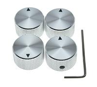 Dopro- 4 piezas 25 * 15,5 mm Perillas de potenciómetro de aluminio 1/4 (6,35 mm) Perillas de control de potenciómetro de metal universales con indicador y tornillo de fijación para guitarra/bajo/ped