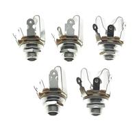 Dopro 5 piezas de rosca métrica de latón de 1/4 pulgadas hembra estéreo Jack Socket 6,35 mm de salida/entrada Jack TRS estéreo montaje en panel para guitarra/bajo/pedales/micrófono/equipos de audio