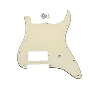 Dopro Golpeador de guitarra de 11 agujeros ST Strat One Humbucker placa de arañazos para Fender Delonge envejecido, color blanco 3 capas