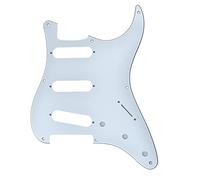Dopro Golpeador de guitarra de 8 agujeros, estilo vintage, Strat SSS ST Scratch Plate se adapta a USA/Mexican Fender Strat blanco 3 capas