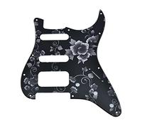 Dopro Golpeador de guitarra Strat HSS de 11 agujeros 2 tornillos Humbucking Pickup Mount para American FD Stratocaster Flower Pattern