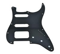Dopro Golpeador de guitarra Strat HSS de 11 agujeros con 3 tornillos Humbucking pickguard para Fender americano Stratocaster negro mate