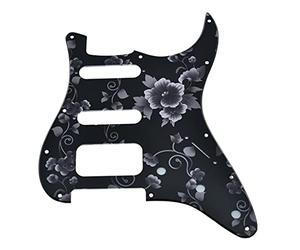 Dopro Golpeador de guitarra Strat HSS de 11 agujeros con 3 tornillos Humbucking Pickup Mount para American FD Stratocaster Flower Pattern