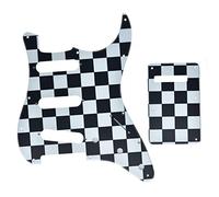 Dopro Golpeador de plástico impreso en 3D de 11 agujeros Strat SSS de rejilla negra y blanca para Estados Unidos/Mexicano FD Strat