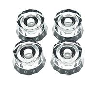 Dopro Juego de 4 pomos de control de velocidad para guitarra eléctrica, 24 unidades, con ranura fina, para PRS/LP/SG/Les Paul, transparente con negro