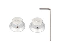 Dopro Juego de pomos potenciómetros universales de metal para guitarra, bajo, de aluminio, volumen y tono, para Strat/Ibanez/Yamaha/LP Les Paul 1V1T, color plateado