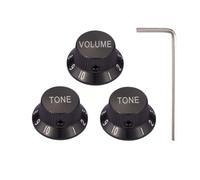 Dopro Juego de pomos potenciómetros universales de metal para guitarra, bajo, de aluminio, volumen y tono, para Strat/Ibanez/Yamaha/LP Les Paul 1V2T, color negro