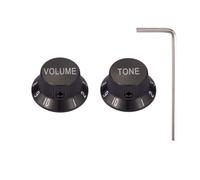 Dopro Juego de pomos potenciómetros universales de metal para guitarra, bajo, de aluminio, volumen y tono, para Strat/Ibanez/Yamaha/LP Les Paul 1V1T, color negro