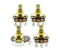 Dopro Paquete de 4 macetas métricas de bajo de guitarra de tamaño completo de 24 mm con potenciómetros de eje de latón de 18 mm, cono de audio A1Meg