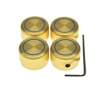 Dopro Paquete de 4 perillas de potenciómetro de aluminio estilo tornillo de 25 x 15,5 mm, pomos de control de olla universales de metal de 1/4 pulgadas con círculo azul para guitarra/bajo/amplificador