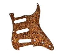 Dopro Protector de ganzúas SSS estilo ST/Strat de 11 agujeros para 3 pastillas de bobina simple con tornillos Tiger Stripe