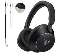 DOQAUS Auriculares HD1 DJ con cable sobre la oreja, controladores de neodimio de 50 mm, auriculares con monitor de estudio con conectores dobles de 6,35 mm y 3,5 mm, diadema ajustable y kit de audio