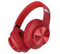 DOQAUS Auriculares Inalámbricos Bluetooth de 90 Horas, Auriculares Bluetooth con Micrófono y 40mm Controlador, con 3 Modos de Música, para Móviles/PC/Hogar - Rojo