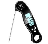 DOQAUS Termómetro de carne, Termómetro de barbacoa, Termómetro de cocina, Termómetro para asar, Termómetro de cocina con pantalla LCD antirreflejos, para cocina, asado, barbacoa, BBQ - Negro
