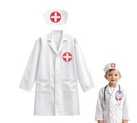 Doqeou Disfraz de médico para niños | Disfraz de médico para niñas para jugar a rol, lavable a máquina, disfraz profesional para guardería y preescolar, talla 3-8 años