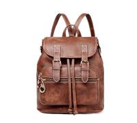 Dora & Liz Mini mochila para mujer, de cuero, a la moda, retro, pequeña, ligera, de viaje, para mujer, Brown, S, Mochilas daypack