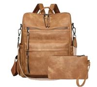 Dora & Liz Mochila de cuero para mujer, mochila de viaje a la moda, bolsos de hombro para mujer, Amarillo-albaricoque, Medium, Mochila de moda para mujer