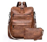 Dora & Liz Mochila de cuero para mujer, mochila de viaje a la moda, bolsos de hombro para mujer, Camello, M, Mochila de moda para mujer