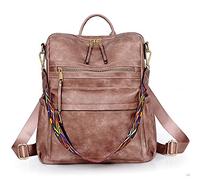 Dora & Liz Mochila de cuero para mujer, mochila de viaje a la moda, bolsos de hombro para mujer, Rosa, M, Mochila de moda para mujer