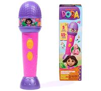 Dora, Rainforest Rhythms Micrófono con música, sonido Fx y frases bilingües, juguetes para niños y niñas a partir de 3 años