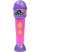 Dora Regenwald Music Micrófono aprox. 22 cm con 4 canciones y 8 efectos de sonido de la popular serie de televisión, ajustable en alemán o italiano, diversión interactiva para niños a partir de 3 años