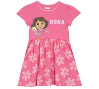 DORA Vestido Niña, Vestidos De Verano De Algodón, Vestidos para Niña Manga Corta, Ropa para Niñas, Rosa 3-4 años