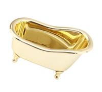 Dorada Caja Organizadora de Cosméticos, Forma de Bañera | Plástico Pulido, Tamaño Portátil para Tocador y Oficina, 1 Pieza, Decoración Práctica