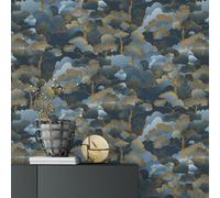 Dorado Arboleda Vinilo Pintado Elle Decoración Árboles Azul Marino Oro 10448-08