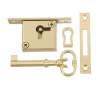 Dorado Cerradura de Latón para Puertas de Armario y Baúles | Instalación Tornillos, Incluye Llave, Estilo Moderno y Vintage, para Oficina y Bricolaje Doméstico