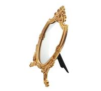 Dorado Espejo de Maquillaje Redondo Vintage, de Resina para Escritorio | Estilo Retro Elegante, 1 Pieza para Retoques en Oficina, Detalle Decorativo para Tocador y Colección