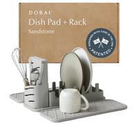 Dorai Home - Escurreplatos plegable y almohadilla de piedra para platos plegable con tapete de piedra de secado instantáneo, estante para platos que ahorra espacio para encimera de cocina, 50,5 x 38,6