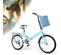 DORALO Bicicleta Plegable 20 Pulgadas, Amortiguación Bicicletas Portátiles para Hombres Y Mujeres, Adecuada para Estudiantes con Una Altura De 130-155 Cm, Tamaño Plegado: 90 × 105 Cm,Azul