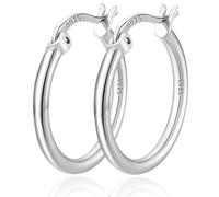 DORANA Pendientes de aro de plata de ley S925 de 2 mm finos y grandes para mujer, hipoalergénicos, no se deslustra, ligeros, regalo de Navidad, 20/30/40/50/60/70 mm, Plata de ley, Sin piedra preciosa