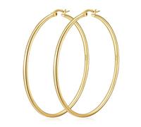 DORANA Pendientes de aro de plata de ley S925 de 2 mm finos y grandes para mujer, hipoalergénicos, no se deslustra, ligeros, regalo de Navidad, 20/30/40/50/60/70 mm