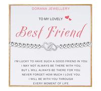 DORANA Pulsera de plata de ley 925 con cuentas de corazón para mejor amiga, regalo de cumpleaños, pulseras de amistad, Plata de ley, No es una piedra preciosa