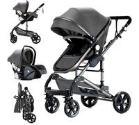 Doraystar Carro Bebe 3 Piezas, Carrito Bebe 3 en 1 con Dos Modos de Empuje Reversibles, Cochecito Bebe 3 Piezas con Capazo Grande Cómodo, Carricoche Bebe 3 Piezas Alto Paisaje (739 Grey)