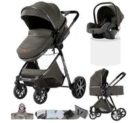 Doraystar Carro Bebe 3 Piezas, Carrito Bebe 3 en 1 con Dos Modos de Empuje Reversibles, Cochecito Bebe 3 Piezas con Capazo Grande Cómodo, Carricoche Bebe 3 Piezas Alto Paisaje (V9 Dark Grey)