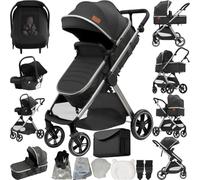 Doraystar Carro Bebe 3 Piezas, Carrito Bebe 3 en 1 con Dos Modos de Empuje Reversibles, Cochecito Tres Piezas con Capazo Grande Cómodo, Carricoche Tres Pieza Alto Paisaje (V10 Deep Grey)